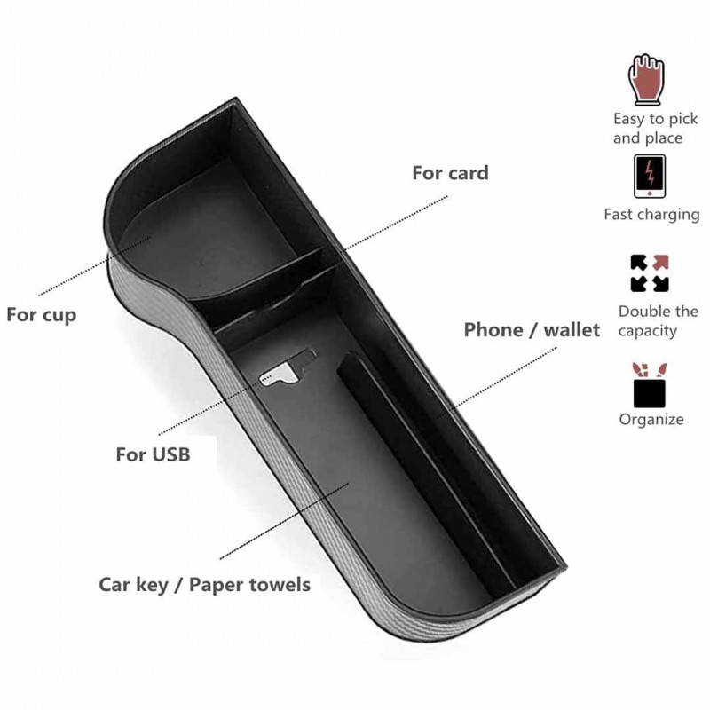 Multifunctional Car Seat Gap Organizer with Cup Holder Passenger Side