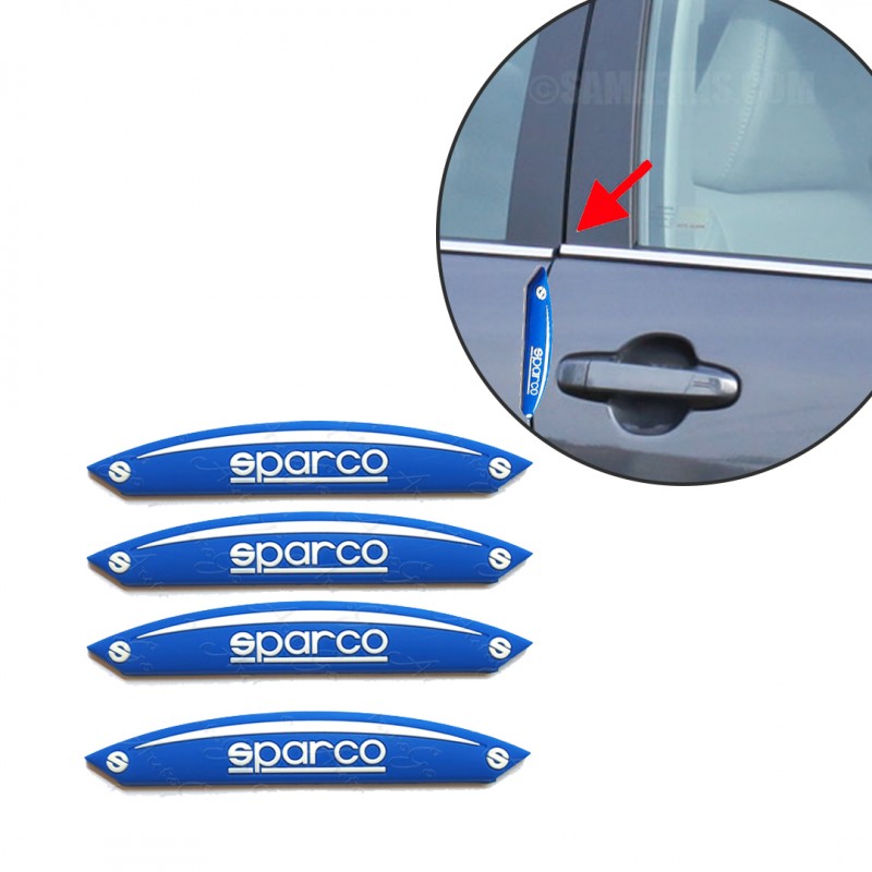 Sparco Car Door Guard (Rubber) White Blue