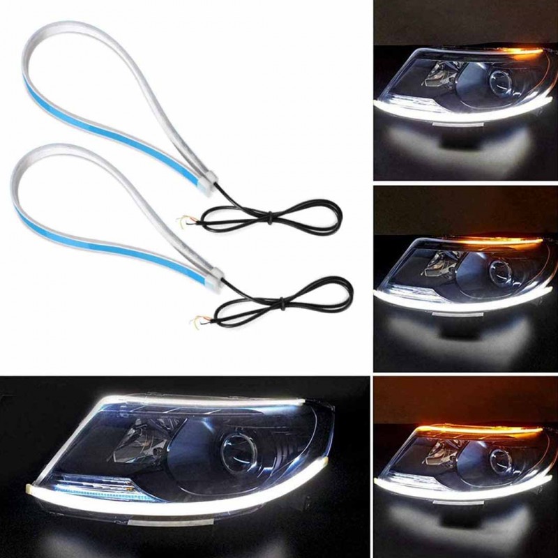 Universal Flexible Head Lamp DRL Dual Color External