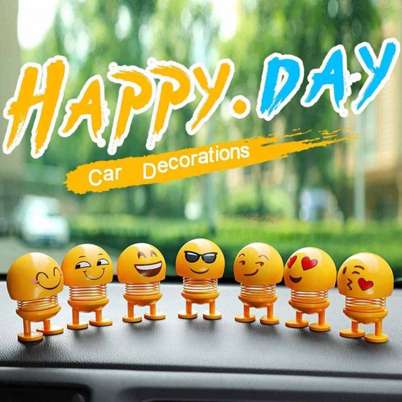 Mini Bouncing Car Dashboard Smiley Emoji