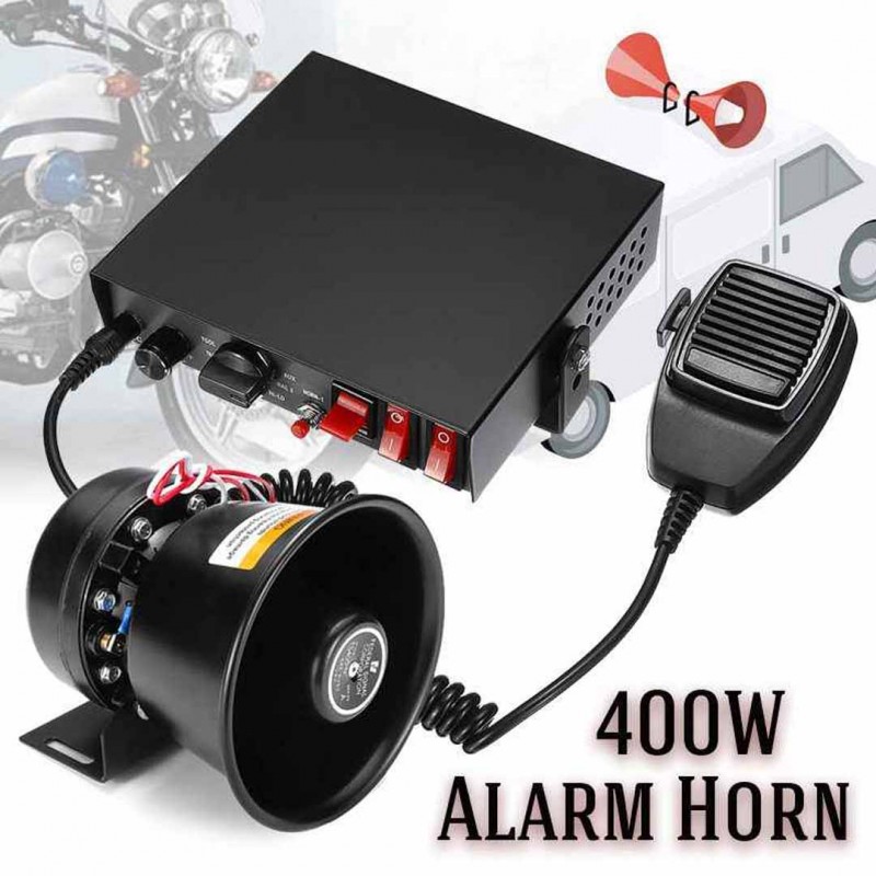 Alarm Horn Loud Car Polices Siren Mic PA Speaker 