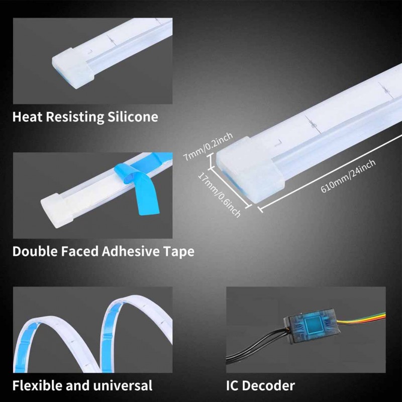 Multicolor 2 Pieces RGB LED Strip Light 