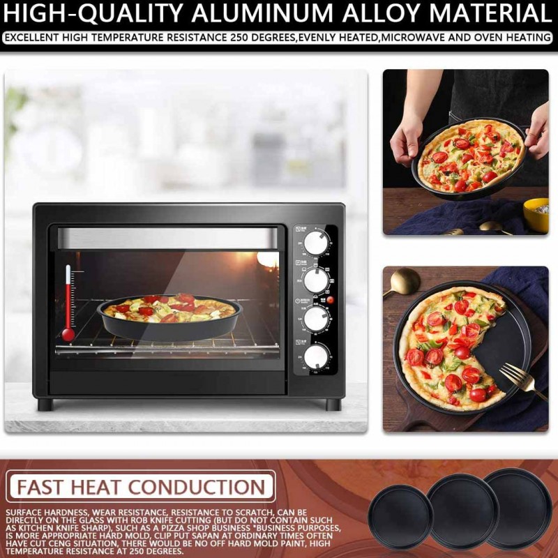 Nonstick Round Pizza Pan for Evenly Cooked Delicious Pizzas 3 pcs