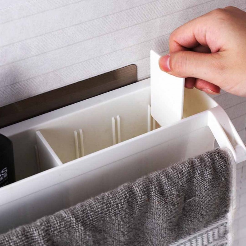Wall Mounted Towel Rack With 5 Storage Compartments Rack