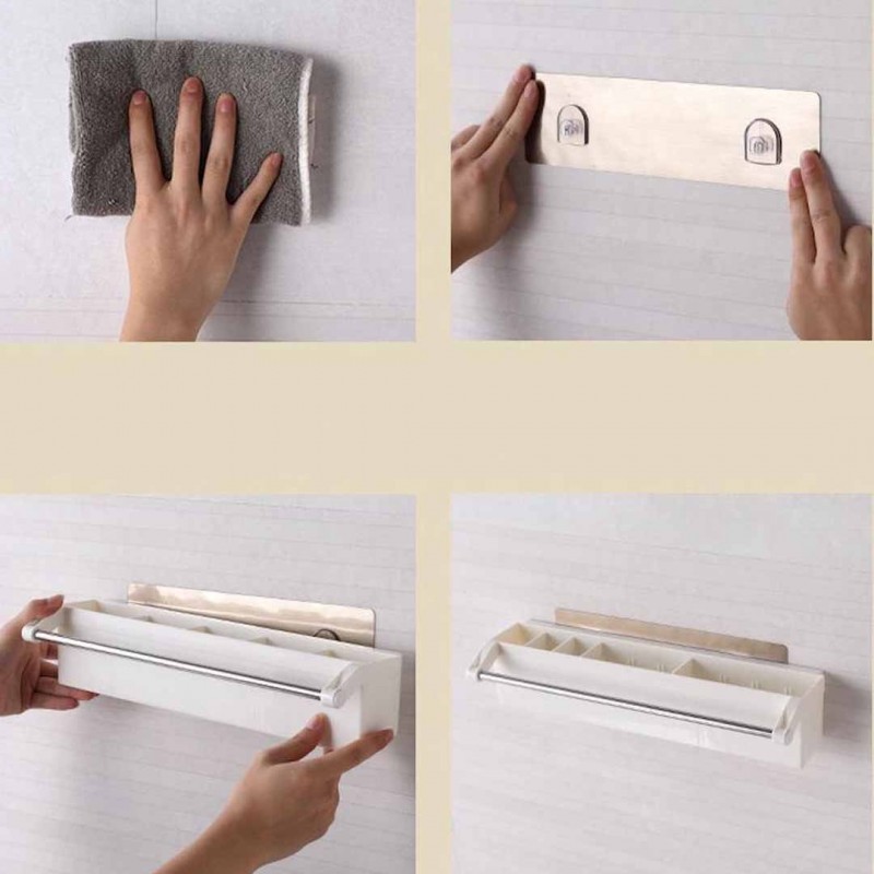 Wall Mounted Towel Rack With 5 Storage Compartments Rack