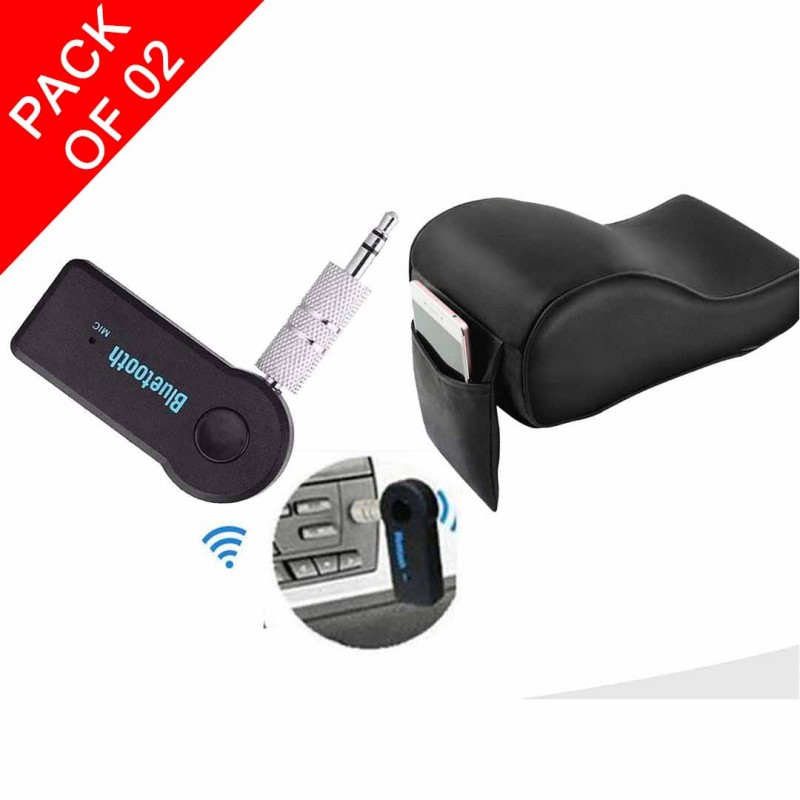 Arm Rest Cushion And Bluetooth Aux Pack Of 02
