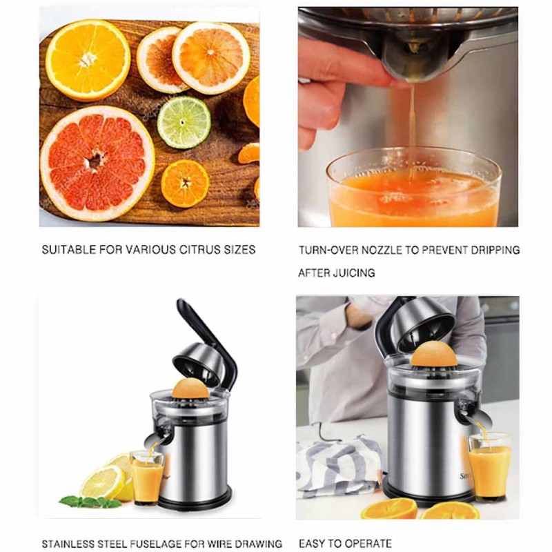 Stainless Steel Lemon Citrus Juicer Blender Easy to Use and Clean, Powerful Motor