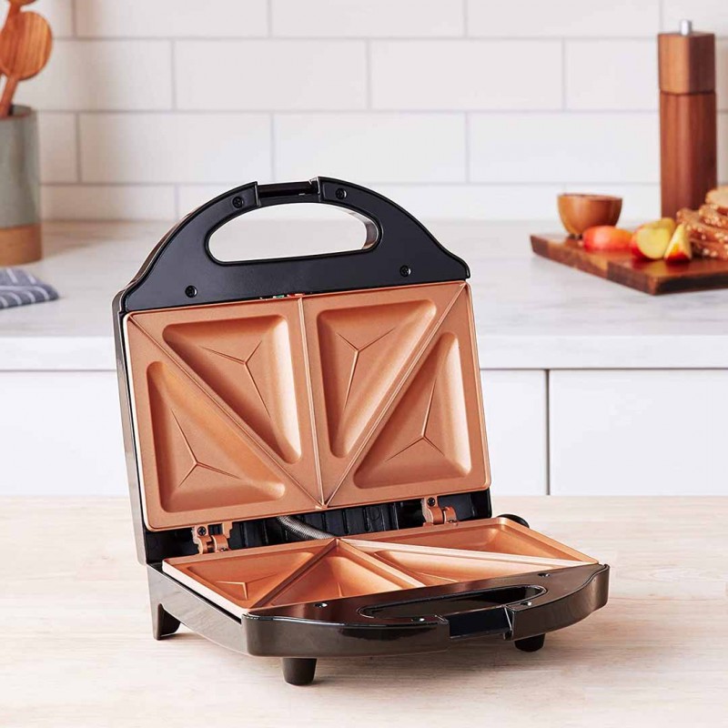 Ultra Nonstick Copper Surface Sandwich Maker Easy to Clean, Durable, and Heats Evenly