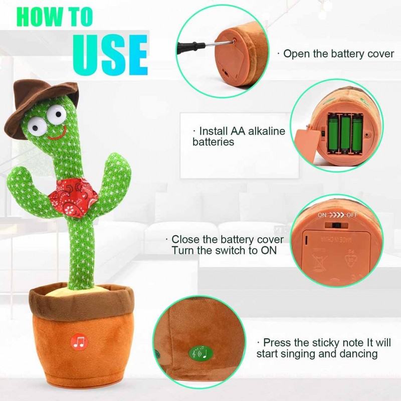 Talking Dancing Cactus Plush Toy