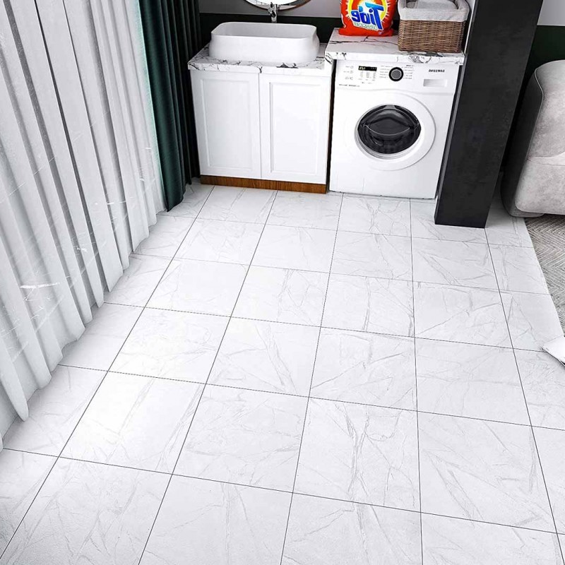Thicker Peel and Stick White Marble Tiles Pack Of 30 