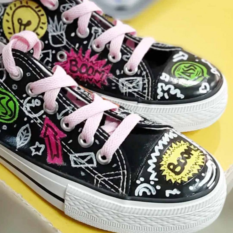 Doodle Art Black Sneakers
