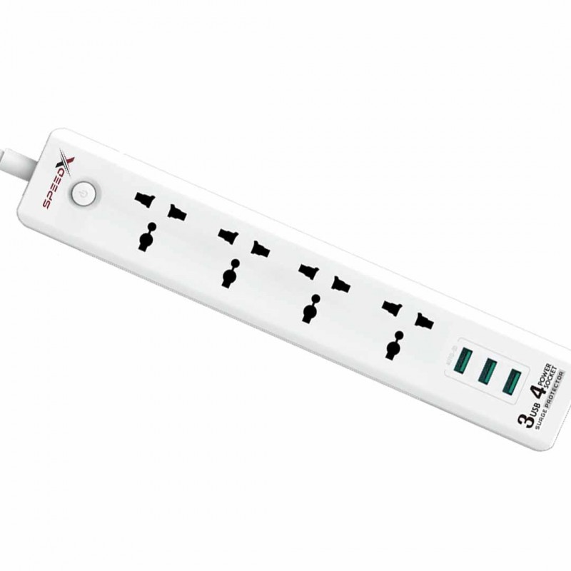 Speed-X403pu PrePremium Portable Power Strip 403pu 4-Socket + 3 USB Ports for Ultimate Conveniencemium Portable Power Strip 4socket+3usb Port