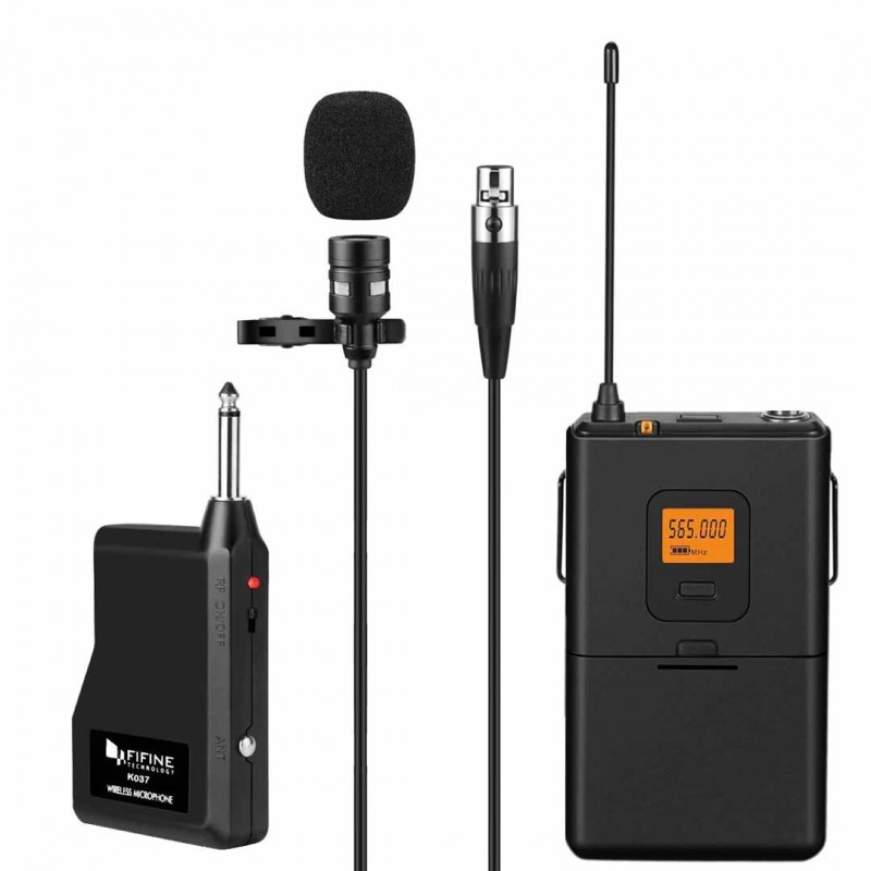 Wireless Lavalier Lapel Microphone System With Bodypack Transmitter Fifine K037