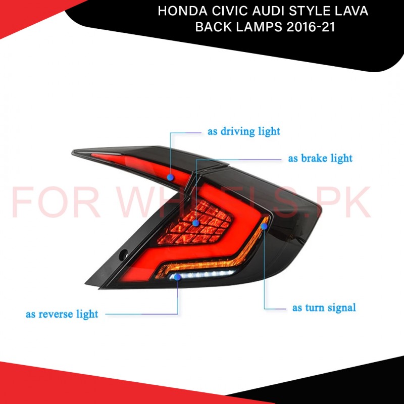 Honda Civic Audi Style Lava Back Lamps 2016-21
