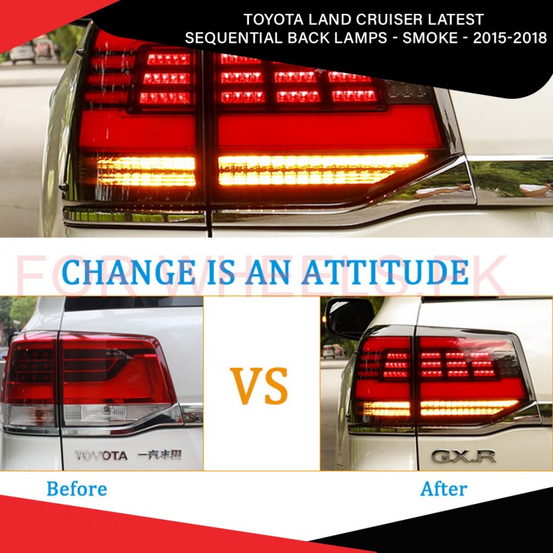 Toyota Land Cruiser Latest Sequential Back Lamps - Smoke - 2015-2018