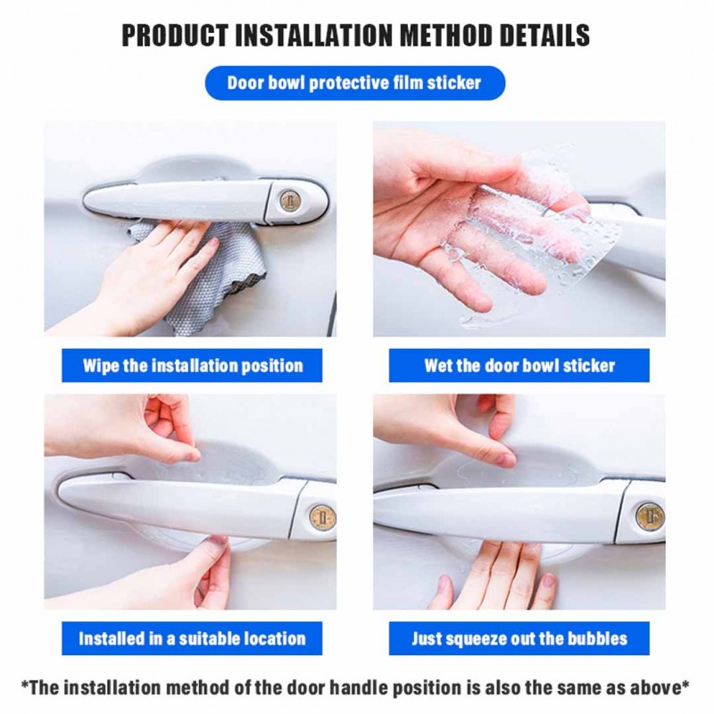 8Pcs Transparent Car Door Handle Cup Anti Scratches Stickers Protective Film For Toyota