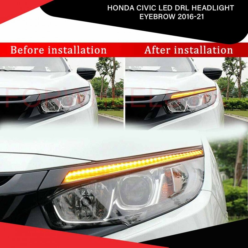 Honda Civic Led Drl Headlight Eyebrow 2016-21