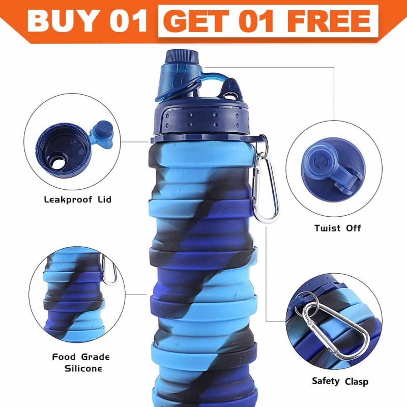 Multicolor Collapsible Water Bottles Buy 01 & Get 01 Free