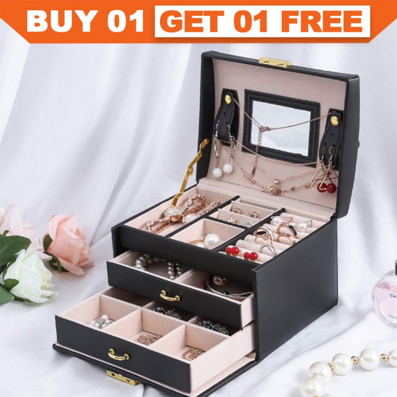 3 Layer Lockable Jewellery Box Buy 01 & Get 01 Free