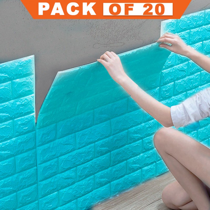 3D Wall Panels Peel And Stick Wallpaper Ice Blue Pack Of 20