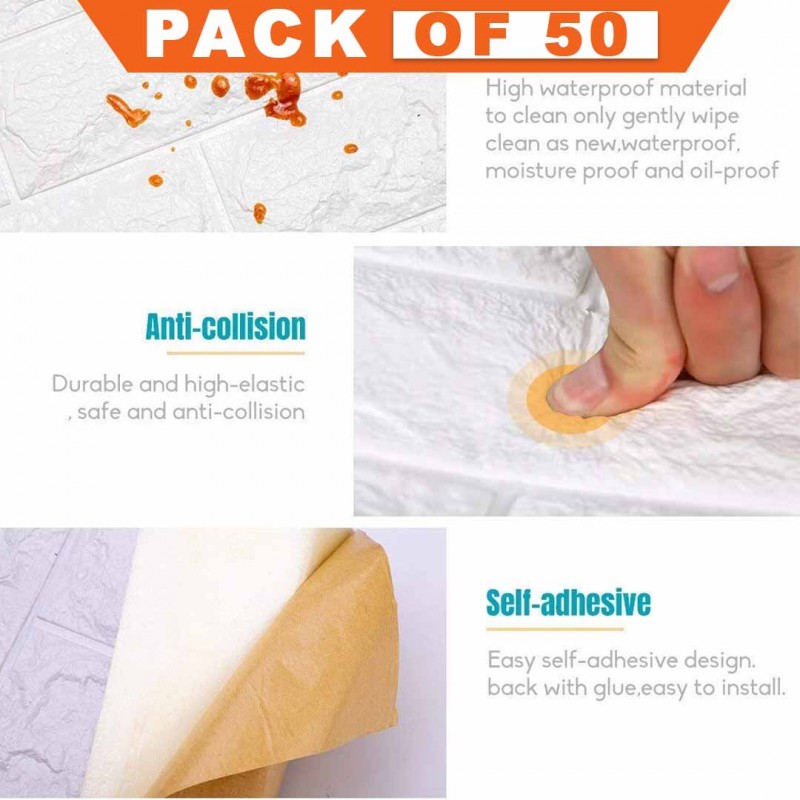 3D Wall Panels Peel And Stick Wallpaper Brown Pack Of 50