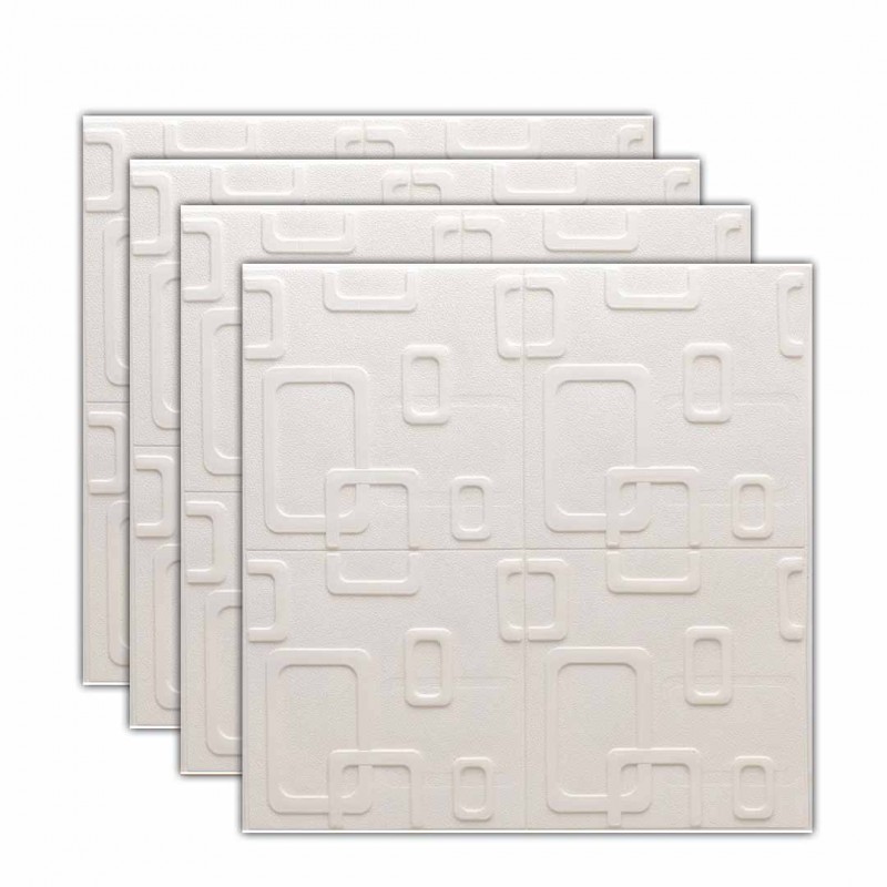 Beige Cream Circular Shapes 3D Wall Panel, Peel And Stick Wall Sticker Pack Of 50