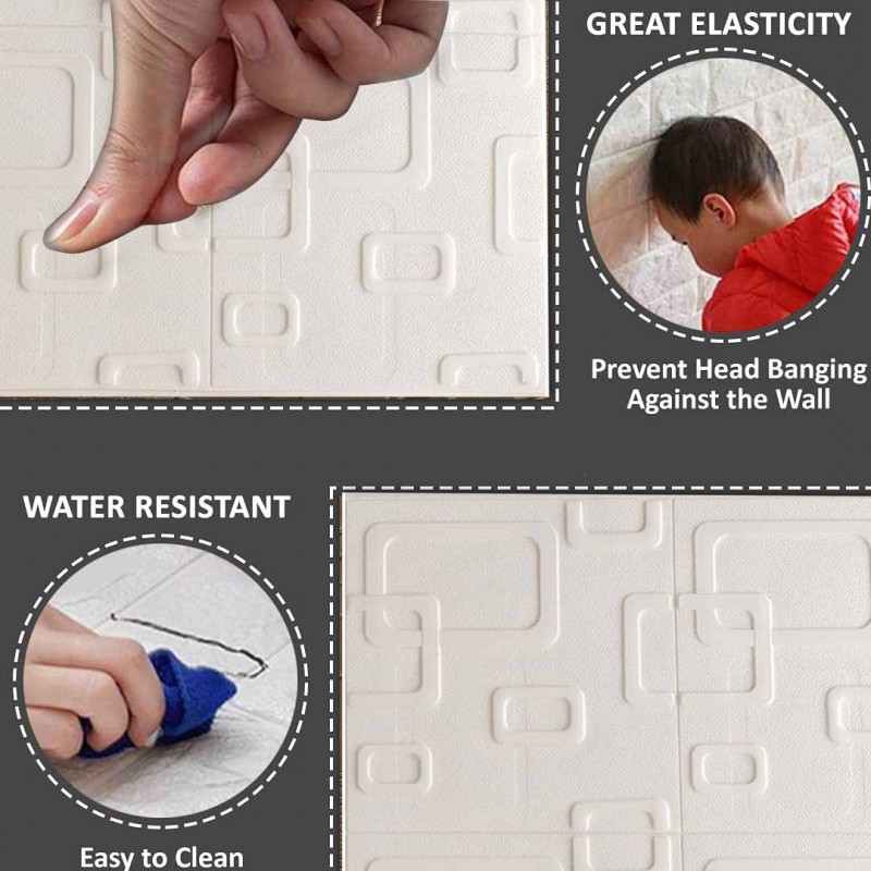 Beige Cream Circular Shapes 3D Wall Panel, Peel And Stick Wall Sticker Pack Of 50