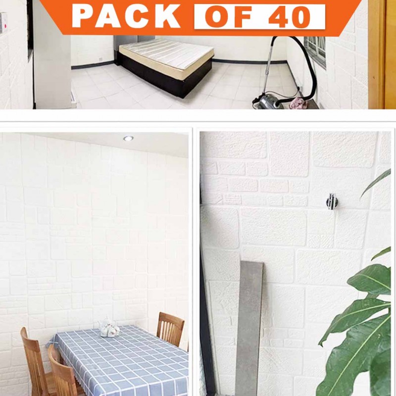 Foam 3D Wallpaper Sticker Pack Of 40