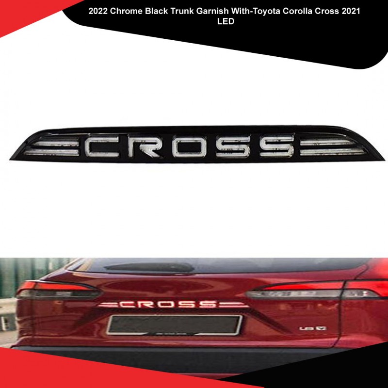 Toyota Corolla Cross 2021-2022 Chrome Black Trunk Garnish With LED