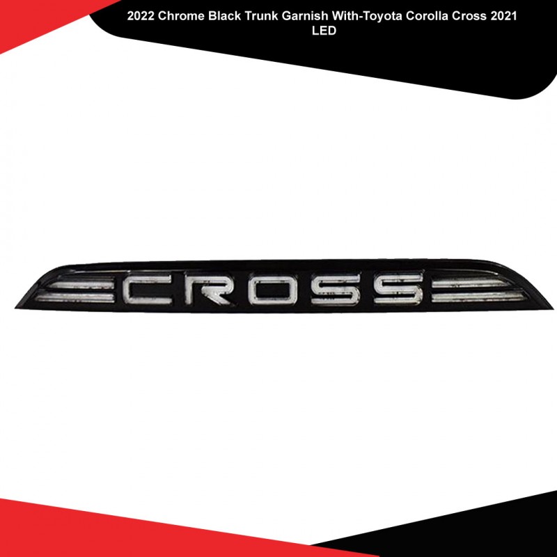 Toyota Corolla Cross 2021-2022 Chrome Black Trunk Garnish With LED