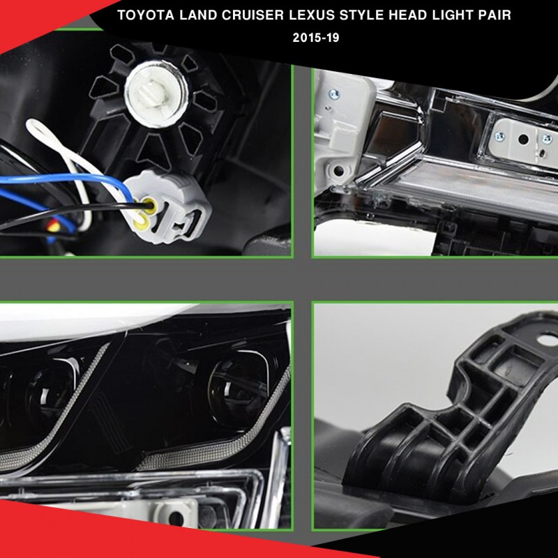 Toyota Land Cruiser Model 2015-2019 Lexus Style Head Lamps Light Pair