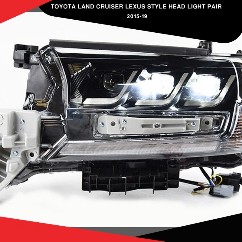 Toyota Land Cruiser Model 2015-2019 Lexus Style Head Lamps Light Pair