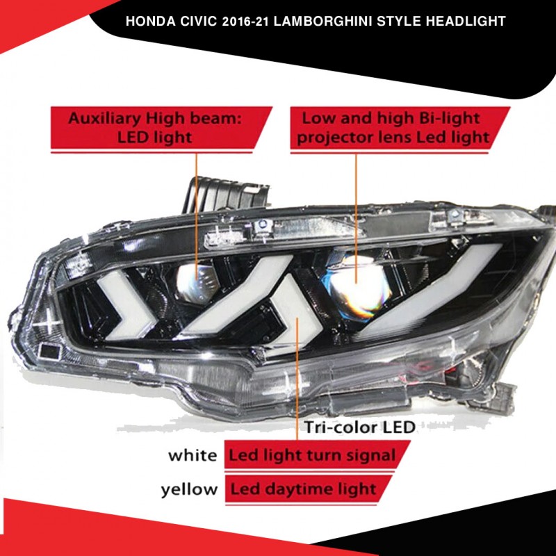 Honda Civic 2016-21 Lamborghini Style Headlight