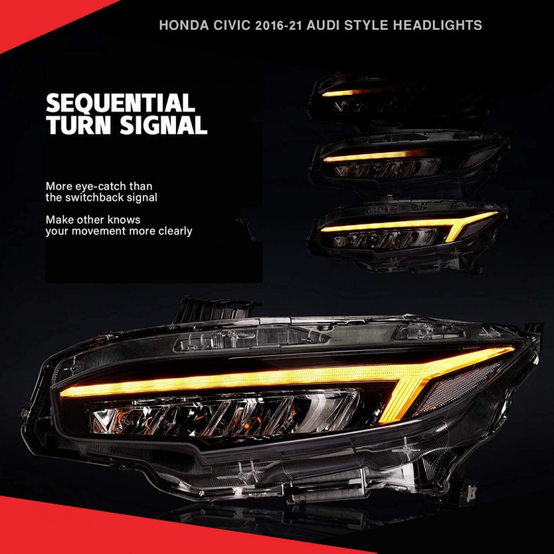 Honda Civic 2016-21 Audi Style Headlight