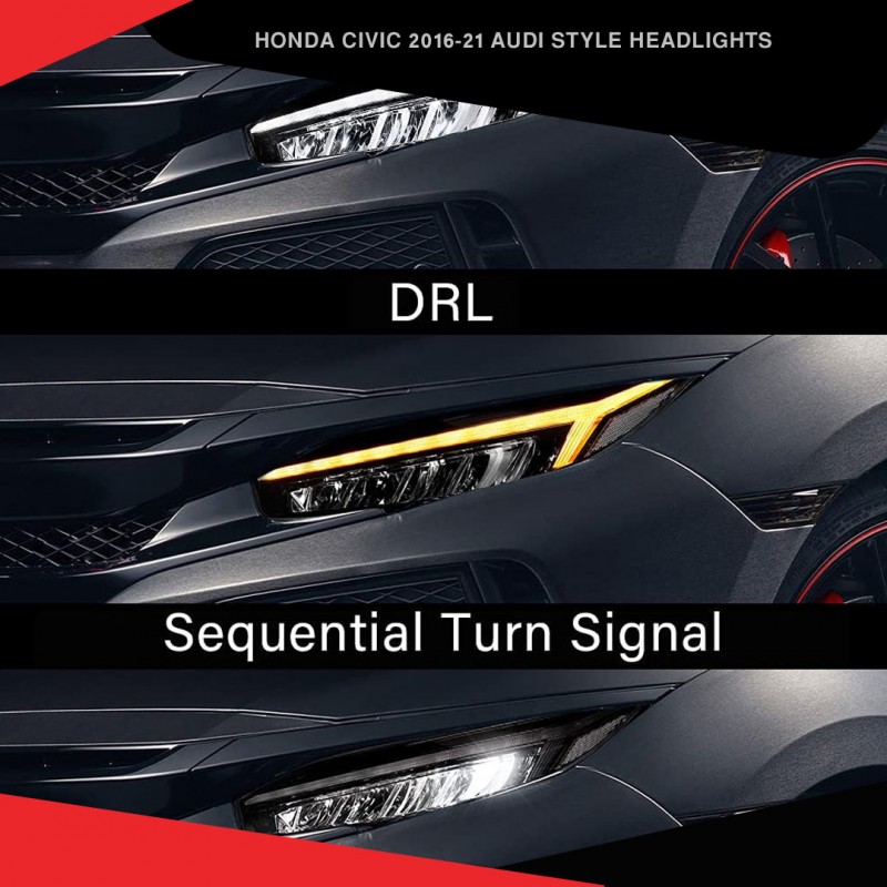 Honda Civic 2016-21 Audi Style Headlight