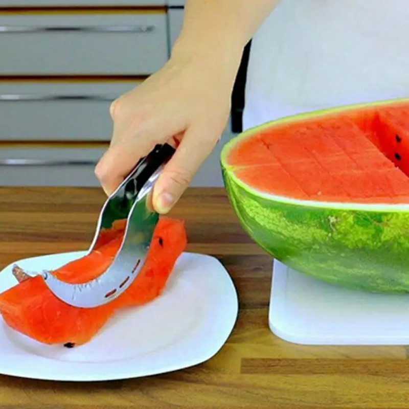 Taglia Anguria,Watermelon Slicer Cutter,2 pz Taglia Melone a Fette,Forchetta Taglia Frutta,2 in 1 forchetta anguria affettatrice taglierina,Coltello Anguria In Acciaio Inox per Anguria,Frutta