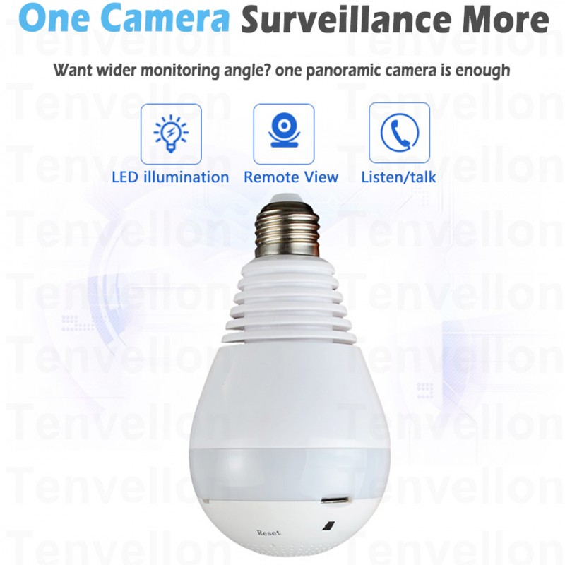 1080p HD Wireless IP Panoramic Bulb Camera - Smart Home Security