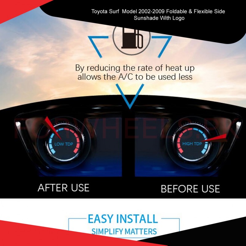 Toyota Surf Model 2002-2009 Foldable & Flexible Side Sunshade With Logo