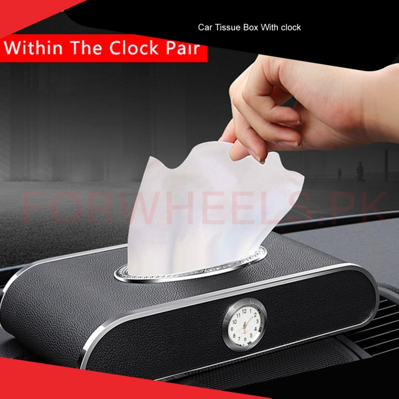 Car Tissue Box With Clock