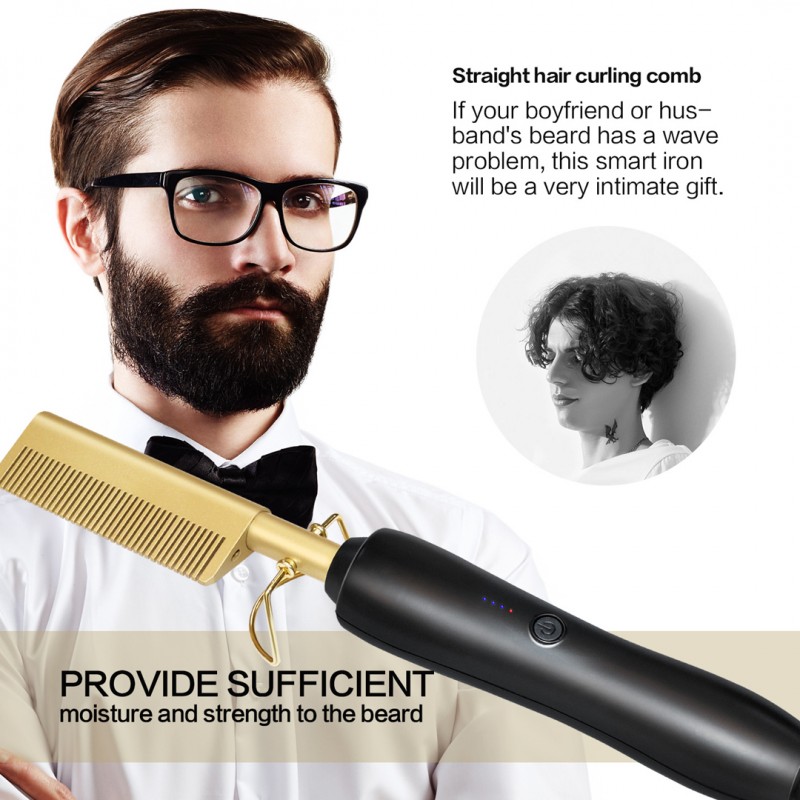 Heat Adjustable Temperature Iron Comb Straightening or Curly Hair