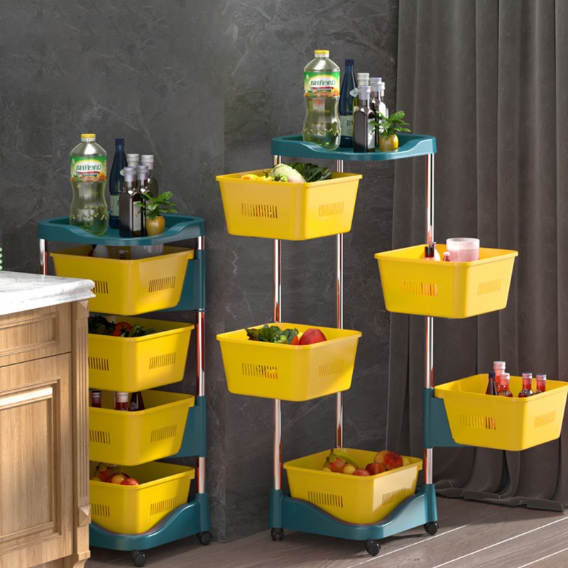 4 Layer Rectangle Shape Modern Rotating Moveable Storage Stand Rack
