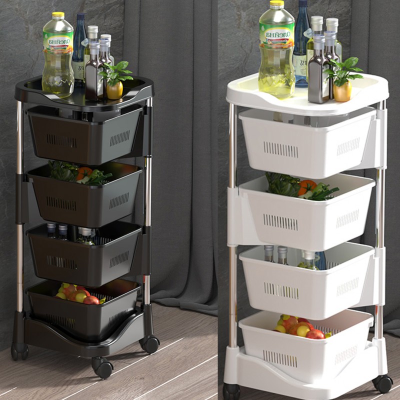 4 Layer Rectangle Shape Modern Rotating Moveable Storage Stand Rack