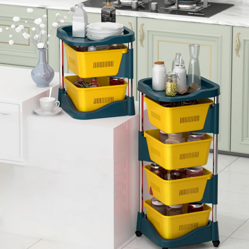 4 Layer Rectangle Shape Modern Rotating Moveable Storage Stand Rack