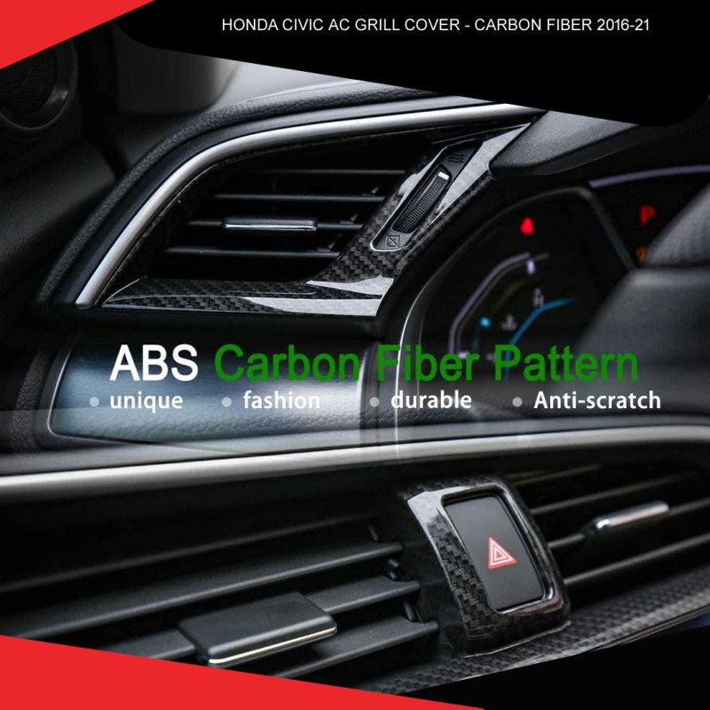 Honda Civic 2016-21 Ac Grill Cover Carbon Fiber