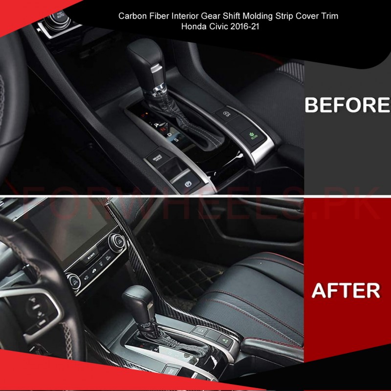 Honda Civic 2016-2021 Interior Gear Shift Molding Strip Cover Trim Carbon Fiber