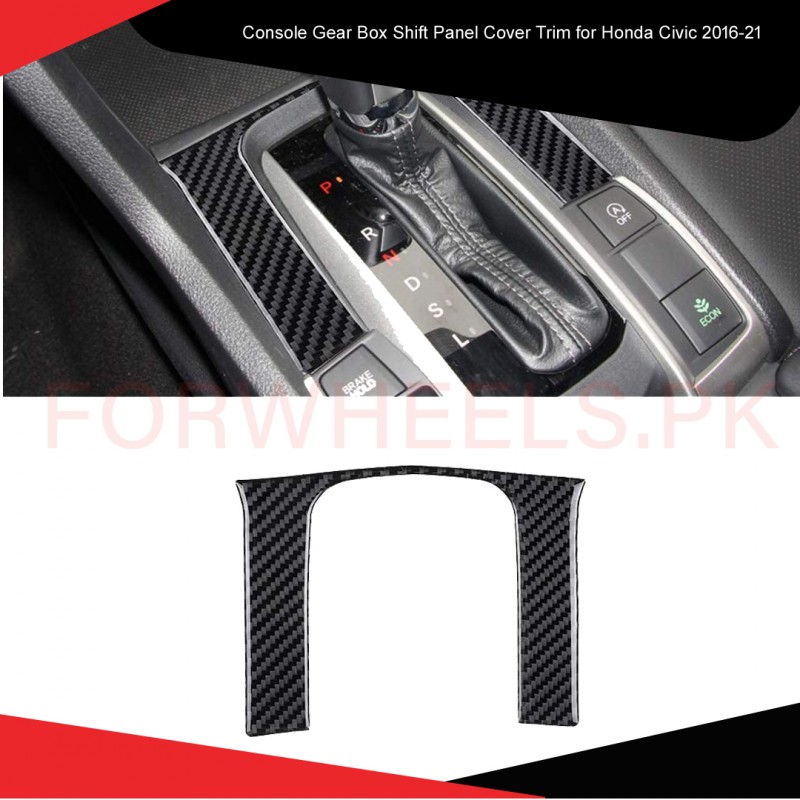 Honda Civic 2016-21 Console Gear Box Shift Panel Cover Trim Carbon Fiber