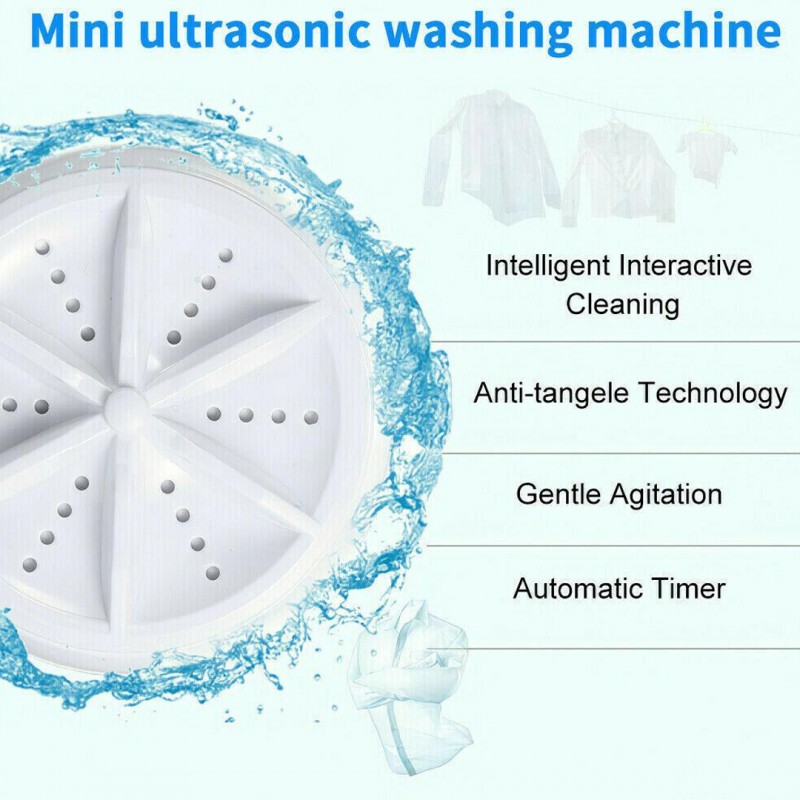 Portable Mini Washing Machine Ultrasonic Turbine Clothes Washer for Travel Home