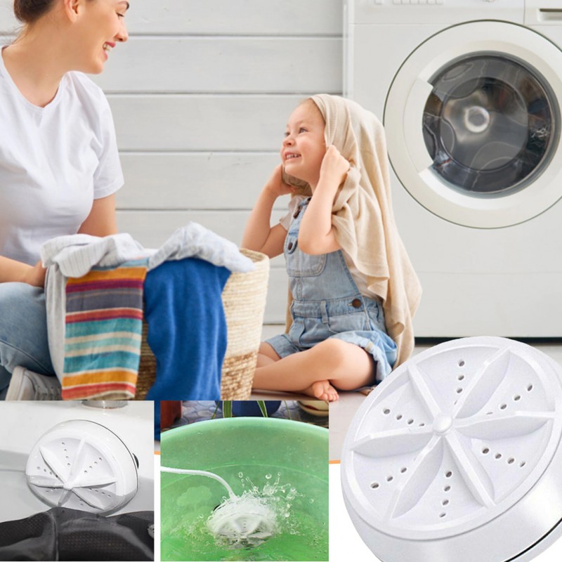 Portable Mini Washing Machine Ultrasonic Turbine Clothes Washer for Travel Home