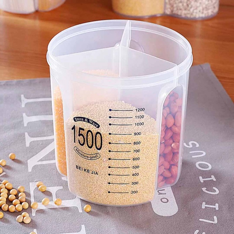 3 Partition Pulse and Grain Container Airtight Food Containers