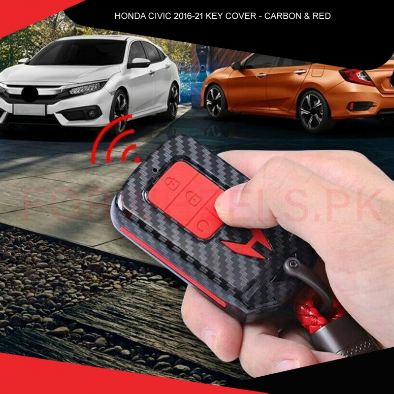 Honda Civic 2016-21 Key Cover Carbon & Red
